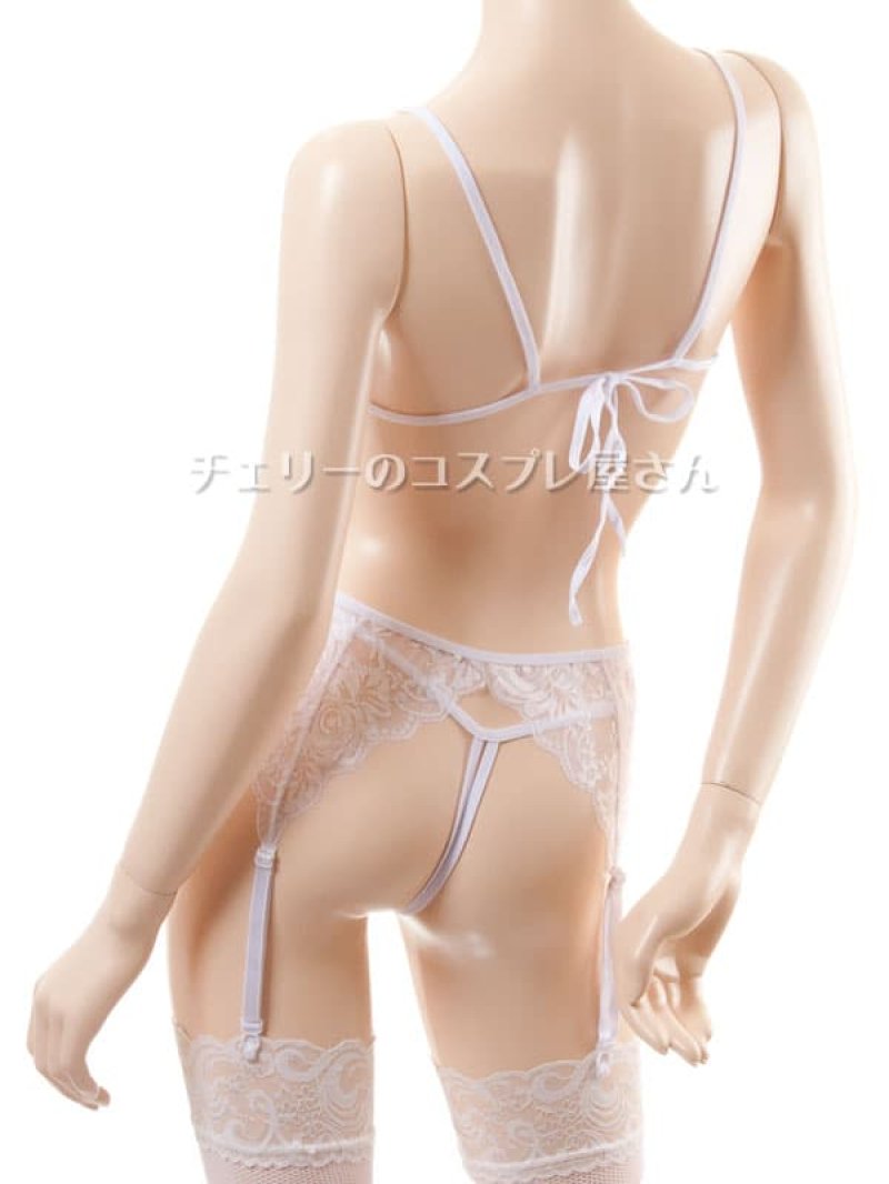 オープンガーターランジェリー４点セット・白16