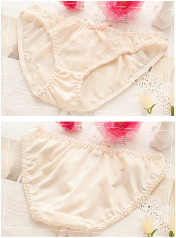W盛り!リボンと刺繍のブラセット ワイヤー入・アプリコット C70/D70/C75/D75 イメージ写真4