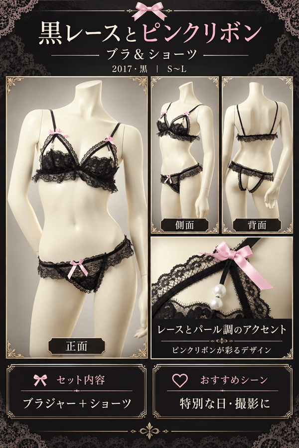 カップレスブラ&ショーツ 2017・黒 イメージ写真PR